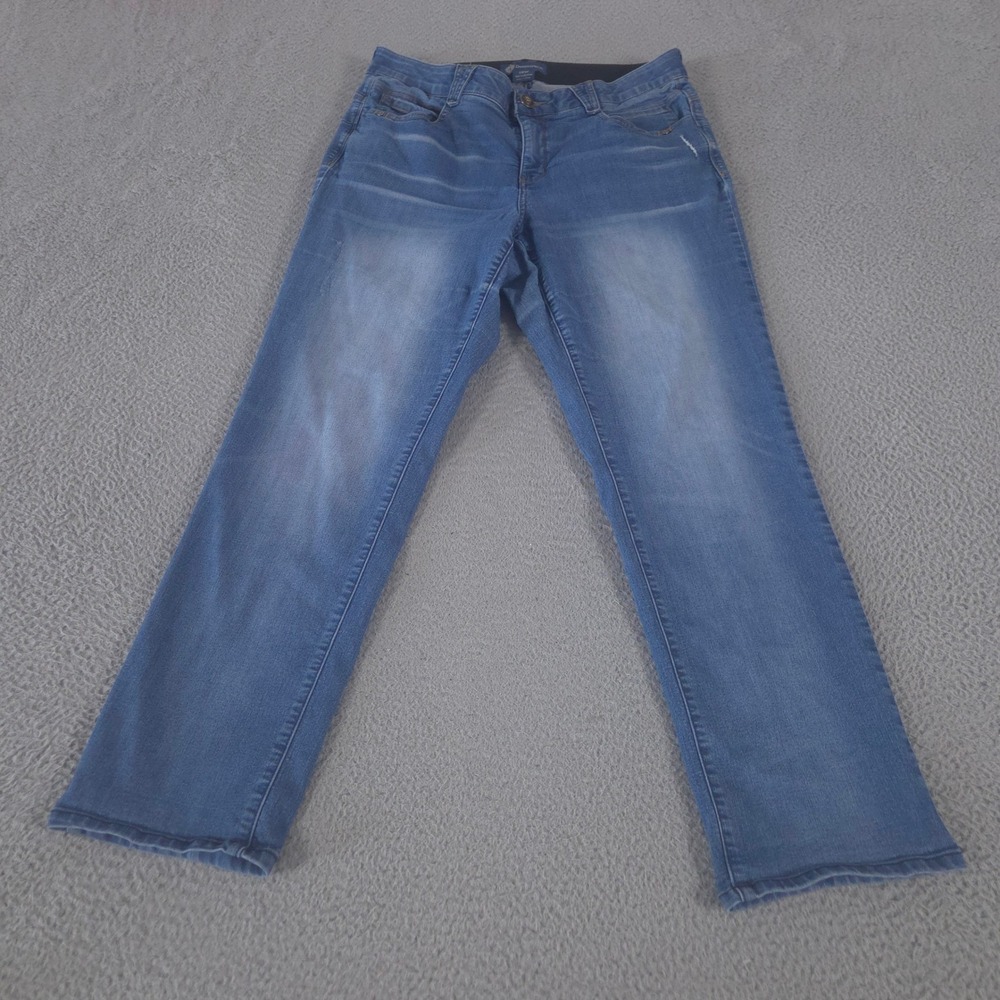 Democracy Jeans Womens 16W Blue Straight Leg Ab solution Stretch Denim Whiskered